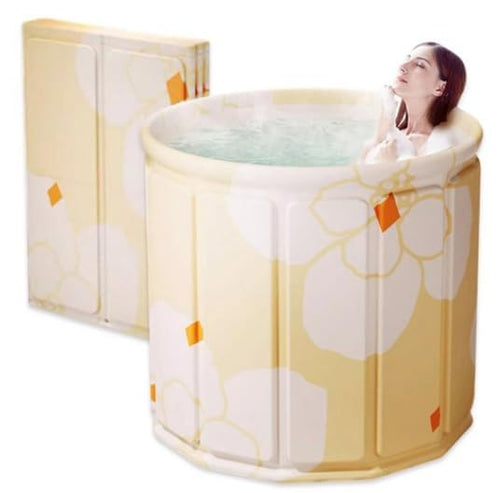 Bath tub for adult for bathroom Tub for Home SPA, Maintains Hot & Cold Temperature, Drainage Hole, Thickened Layer for Hot and ice bath tub for adults. ((Flower Yellow))
