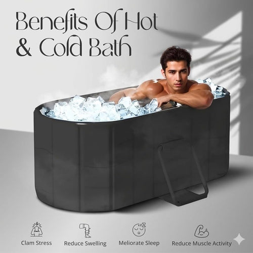 Portable Bathtub For Adults, Foldable Large Bath Tub For Bathroom, Ice Bath Tub For Hot And Cold Therapy, Space-Saving Indoor Outdoor Spa Tub, Freestanding Bathtub