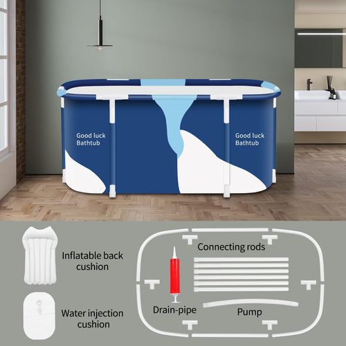 Portable Folding Soaking Bathtub – Collapsible Freestanding Spa for Adults, Separate Family Bathroom, Thickened Design to Retain Heat with Hot Foam for Comfortable Bathing(MILK)