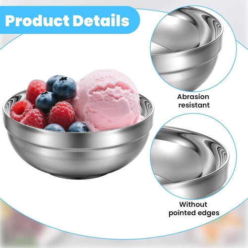 Stainless Steel Serving Bowl Set for Kitchen, Multi-Purpose Steel Serving Bowls, Snack Steel Bowl for Kids, Pasta,Salad,Mixing & Serving Bow (2)