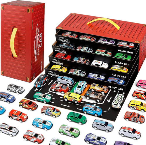 48 PCS Alloy Toy Car Set with Storage Case | Die-Cast Cars for Kids