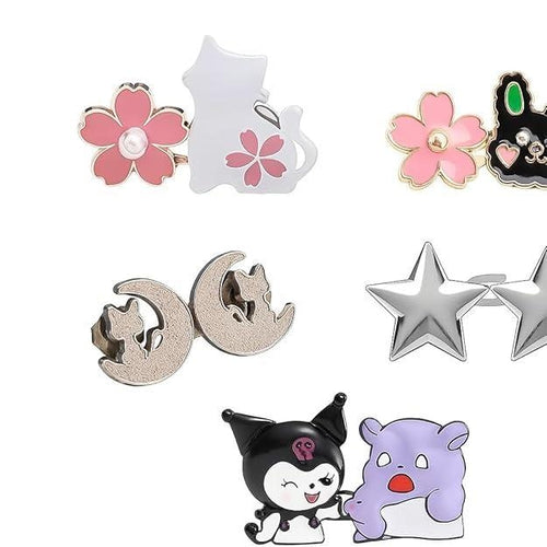 Pack of 5 Cute Cartoon Jeans Button Pins – Kawaii Designs