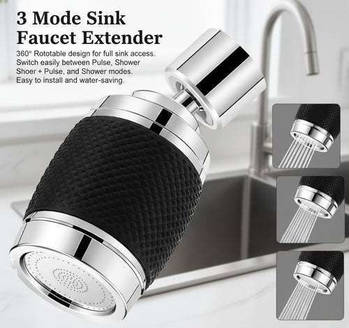 3 Mode 360° Rotatable Sink Faucet Extender – High-Pressure Water Saving Aerator for Kitchen & Bathroom