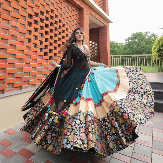 Digital Printed Semi-Stitched Lehenga & Unstitched Blouse With Dupatta