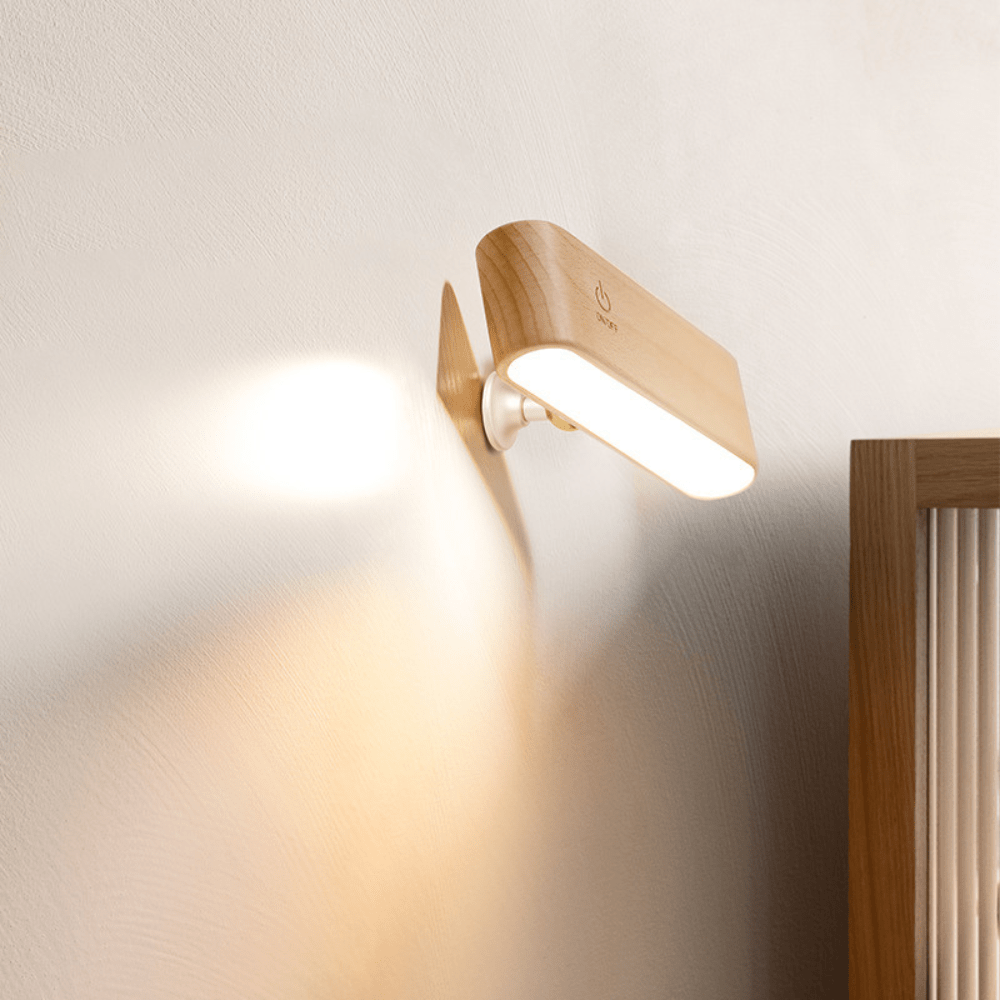 Sleek Touch Bedside Wood Lamp