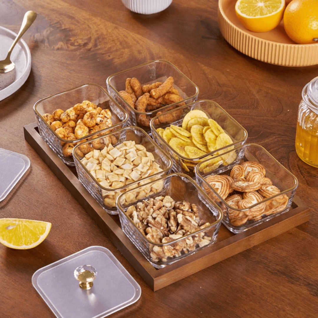 Luxury Glass Snack Box Set (6-Grid)