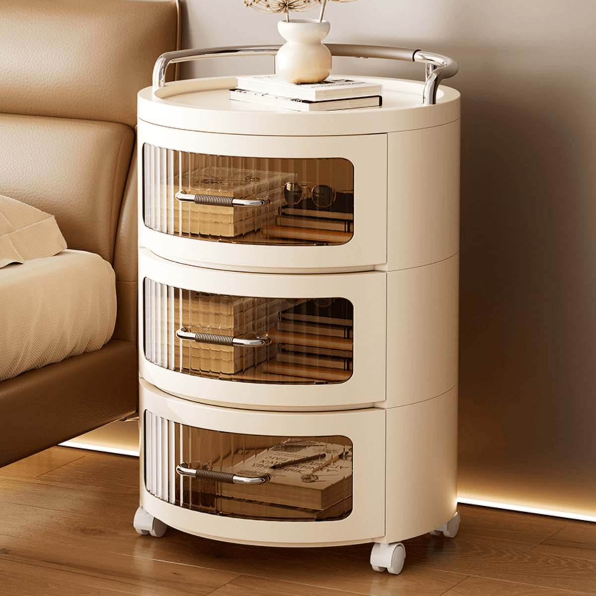 Multi-Layer Plastic Drawer Storage Cabinet with Wheels (43cm)