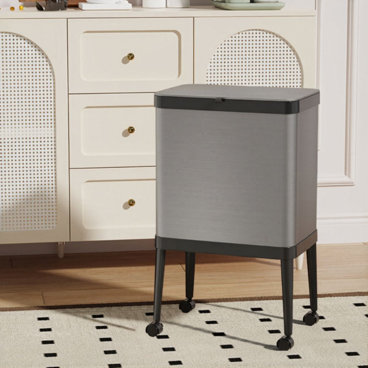 Stainless Steel High-Legged Kitchen Trash Can(15Ltr)