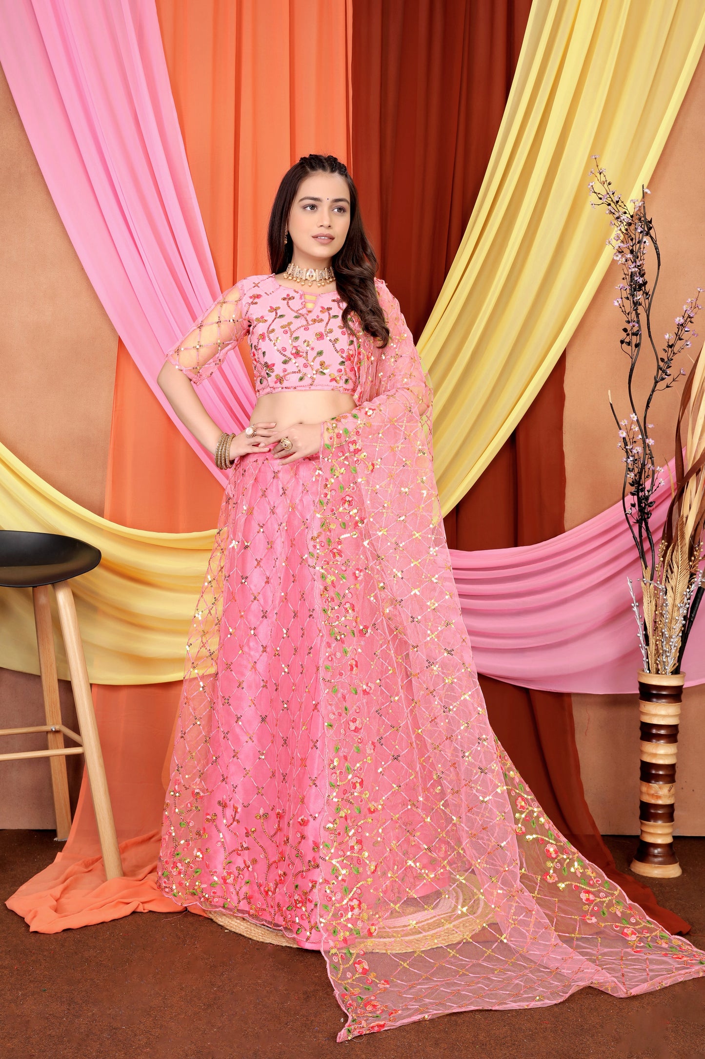 New Party Wear Sequance Lehenga Choli Full Heavy & Fancy Color Full Sequence Work In Lehenga Choli With Beautiful Sequance Worked Blouse{unstitched}.