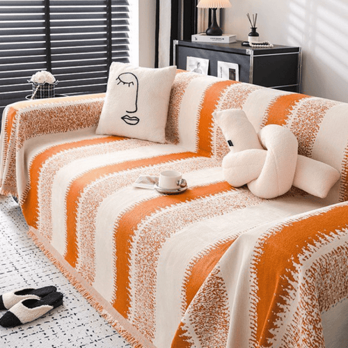 Elegance Chenille Sofa Cover :[EM-SC-10] (Orange)
