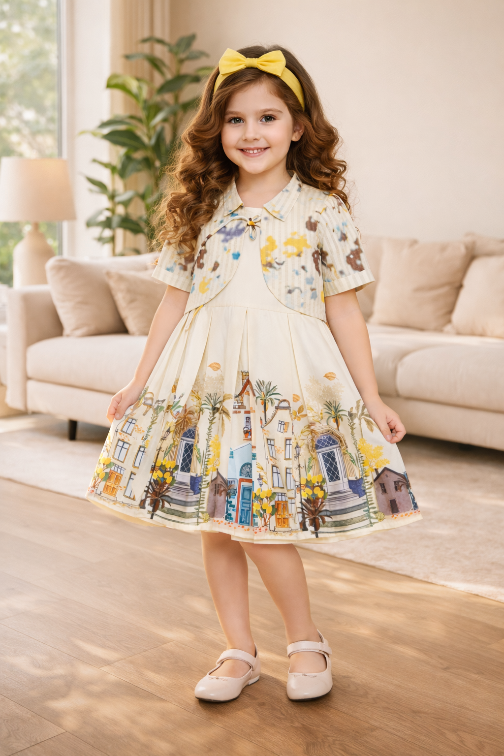 Floral Townscape Party Dress