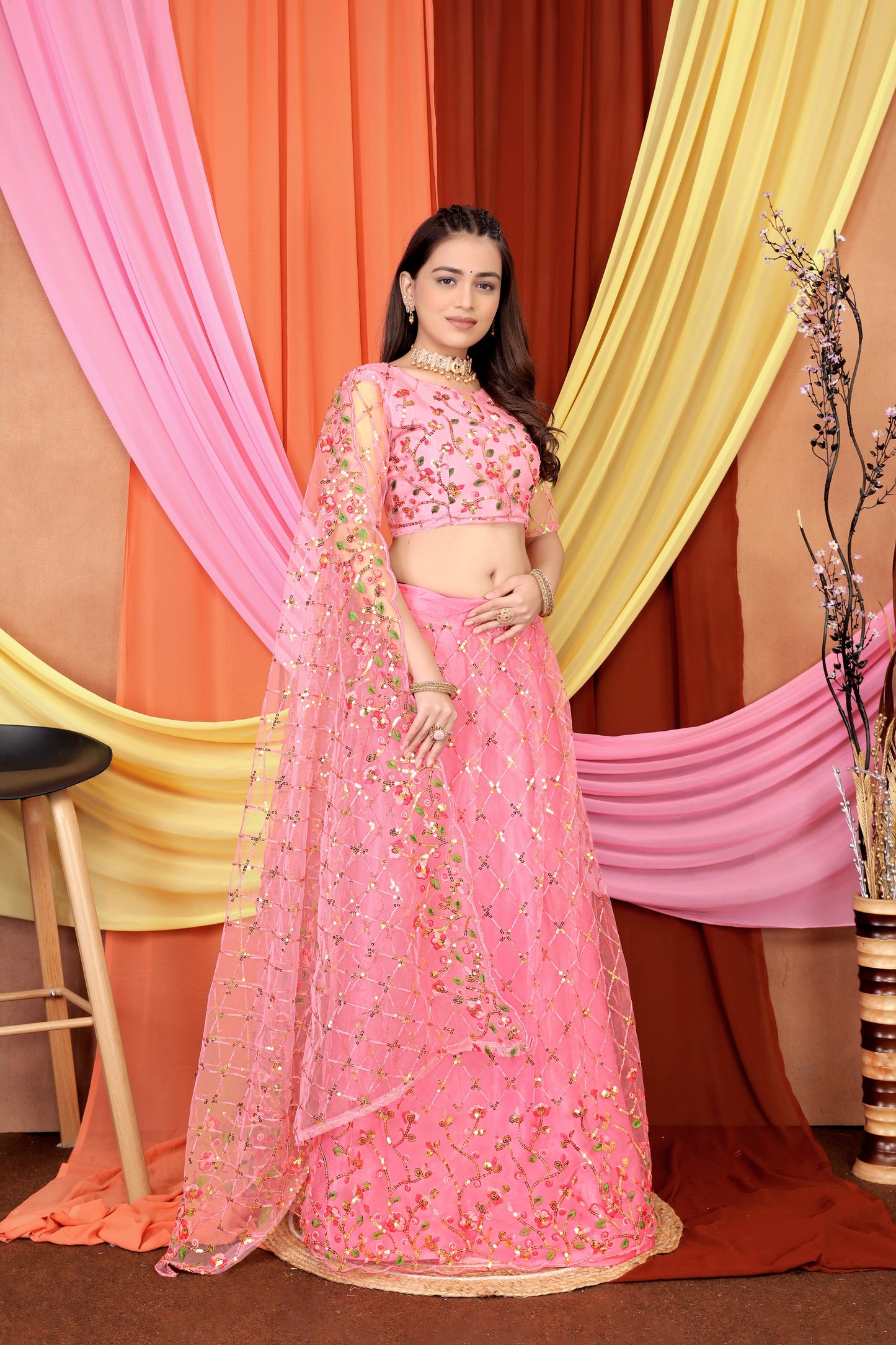 New Party Wear Sequance Lehenga Choli Full Heavy & Fancy Color Full Sequence Work In Lehenga Choli With Beautiful Sequance Worked Blouse{unstitched}.