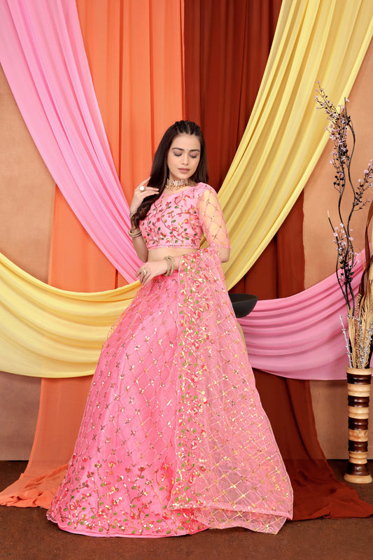 New Party Wear Sequance Lehenga Choli Full Heavy & Fancy Color Full Sequence Work In Lehenga Choli With Beautiful Sequance Worked Blouse{unstitched}.