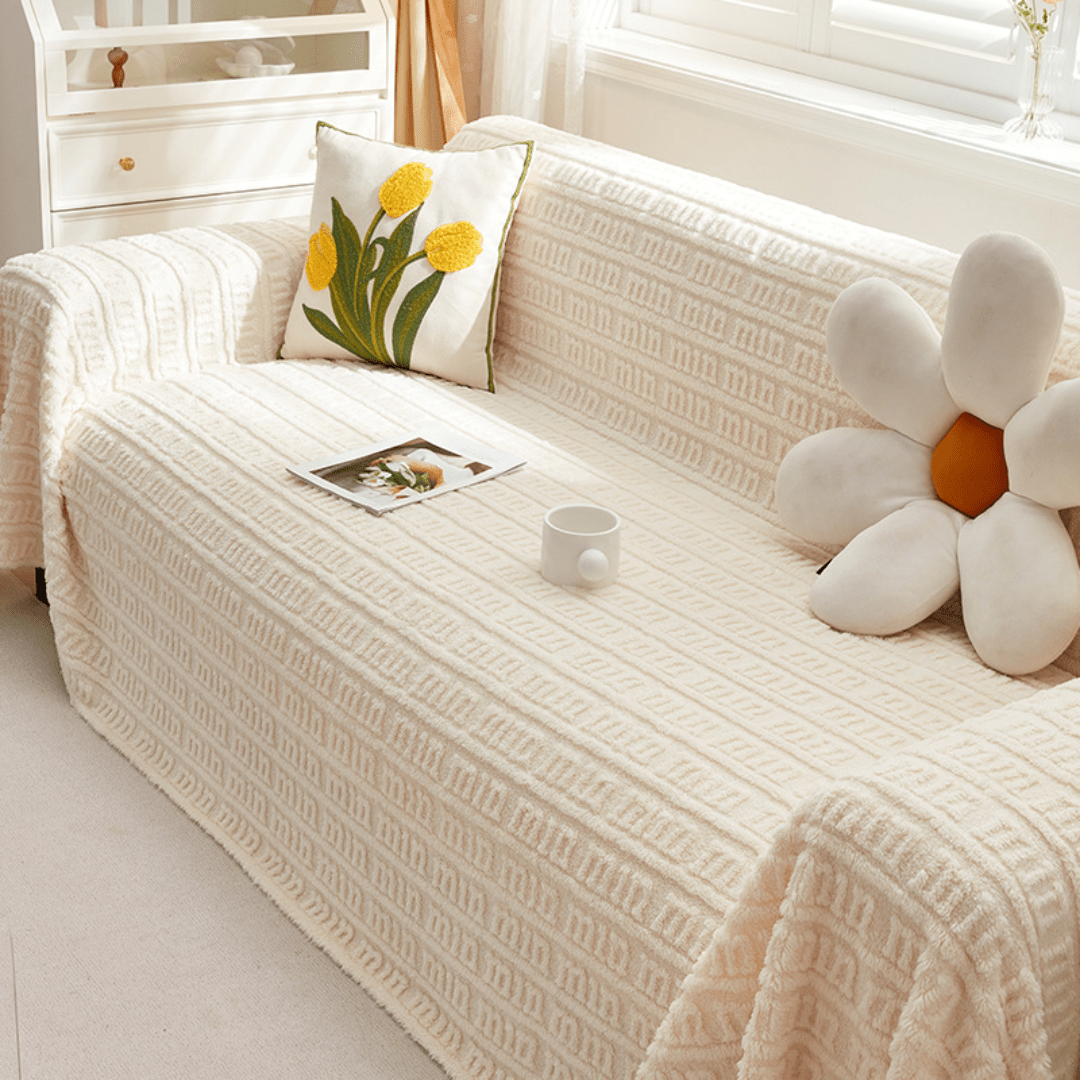 Elegance Chenille Sofa Cover : [EM-SC-27] (Cream)
