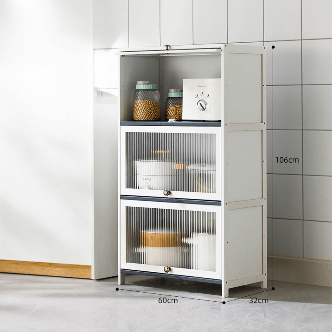 Multi-Purpose Bamboo & Acrylic Storage Cabinet with Flip Cover Doors (60cm)