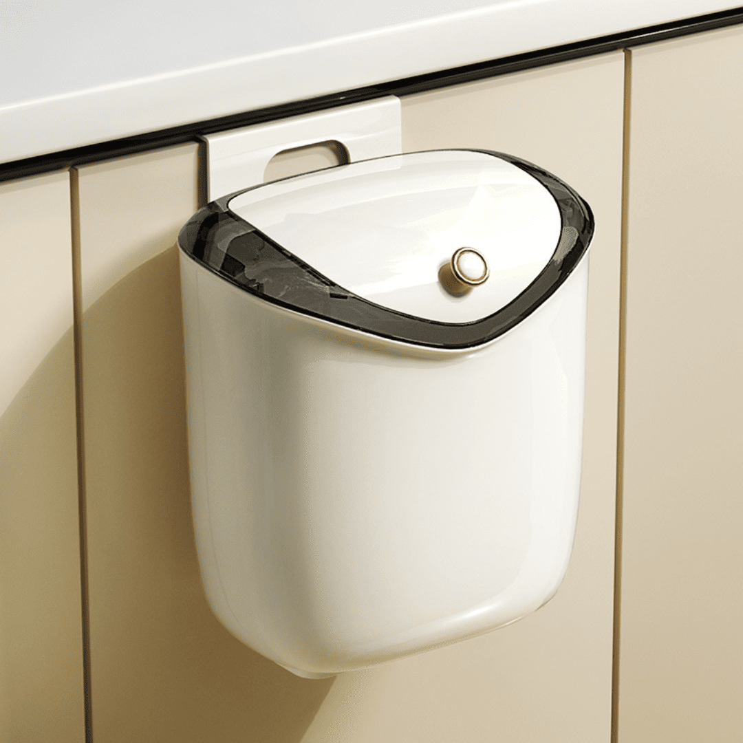Wall-Mounted Sliding Lid Plastic Garbage Bin(9L)