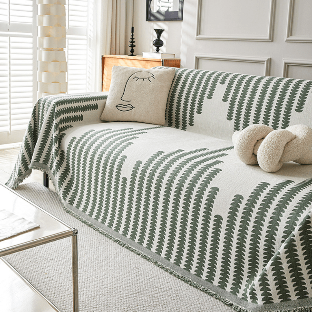 Fern Leaf Print Elegance Elegance Chenille Sofa Cover : [EM-SC-30]