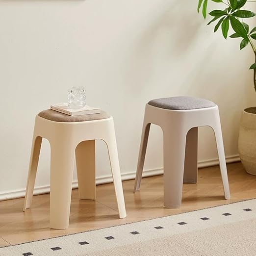 1 Pack Stackable Stool Square with Fabric Soft Cushion, Durable Backless,Furniture Stool for Living Room Dining Room Indoor Furniture