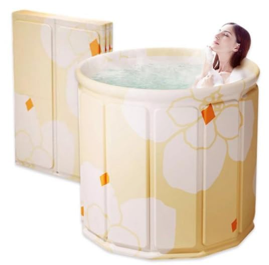 Bath tub for adult for bathroom Tub for Home SPA, Maintains Hot & Cold Temperature, Drainage Hole, Thickened Layer for Hot and ice bath tub for adults. ((Flower Yellow))