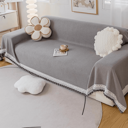 Light Grey Elegance Chenille Sofa Cover : [EM-SC-32]