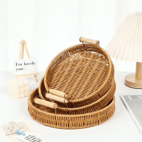 Multi-Purpose Rattan Basket Serving Tray
