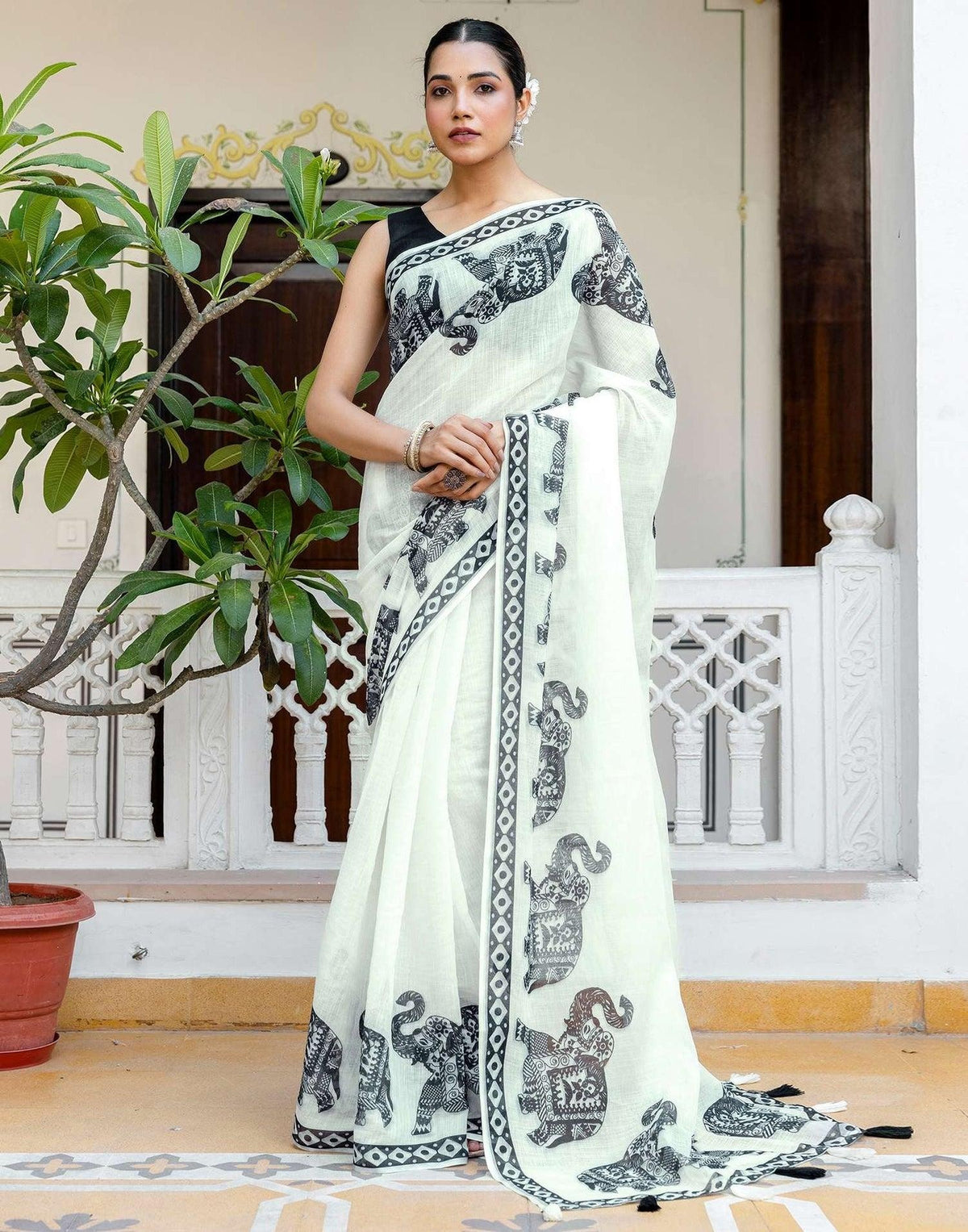 Handloom Lilan Cotton Silk Sarees With Blouse For Women