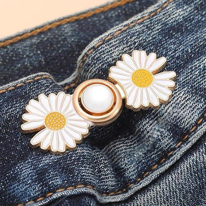 2 Pcs Denim Button Kit – Golden Flower Design