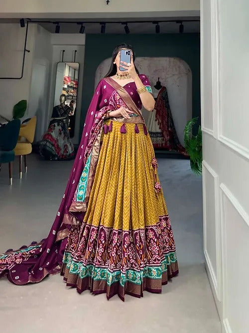 Exquisite Tussar Silk Printed Lehenga Choli Set Perfect for Every Occasion.