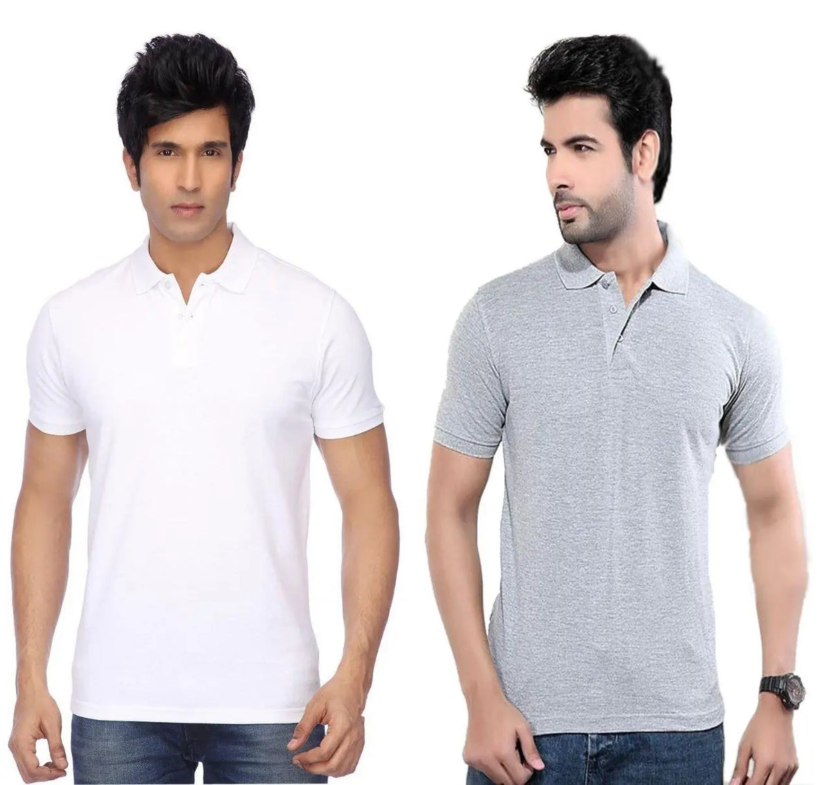 Men’s Cotton Blend Solid Half Sleeves Polo Neck T-Shirt (Pack of 2)
