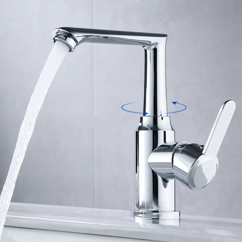 Modern Chrome Shower Mixer with Waterfall Spout 360° Swivel Faucet | Single Handle WaterfalFaucet Desk-Mounted Shower Faucet
