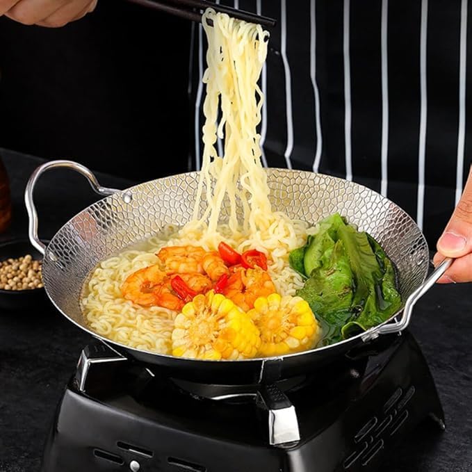 Stainless Steel Hammered Finish Kadhai – Round Bottom Wok for Versatile Cooking, Durable Cookware for Induction and Gas Stoves