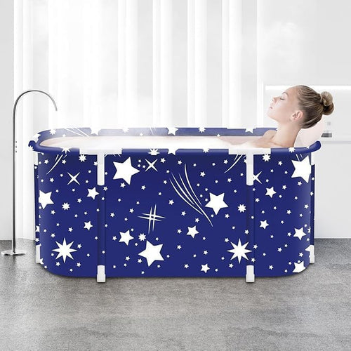 Portable Foldable Bathtub for Adults – 47.2"x19.7"x21.7" Freestanding Soaking Tub, Ice & Hot Bath Tub for Home Spa, Compact Collapsible Bathtub (Star Design)
