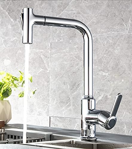 Stainless Steel Kitchen Faucet 1080 Folding Neck Tap Deck Mounted Hot & Cold Water Mixers Swivel Spout for Kitchen Sink and Wash Basin Countertop Dual Flow Faucte