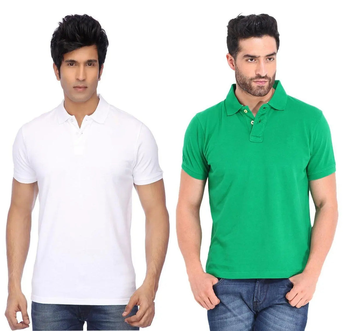 Men’s Cotton Blend Solid Half Sleeves Polo Neck T-Shirt (Pack of 2)