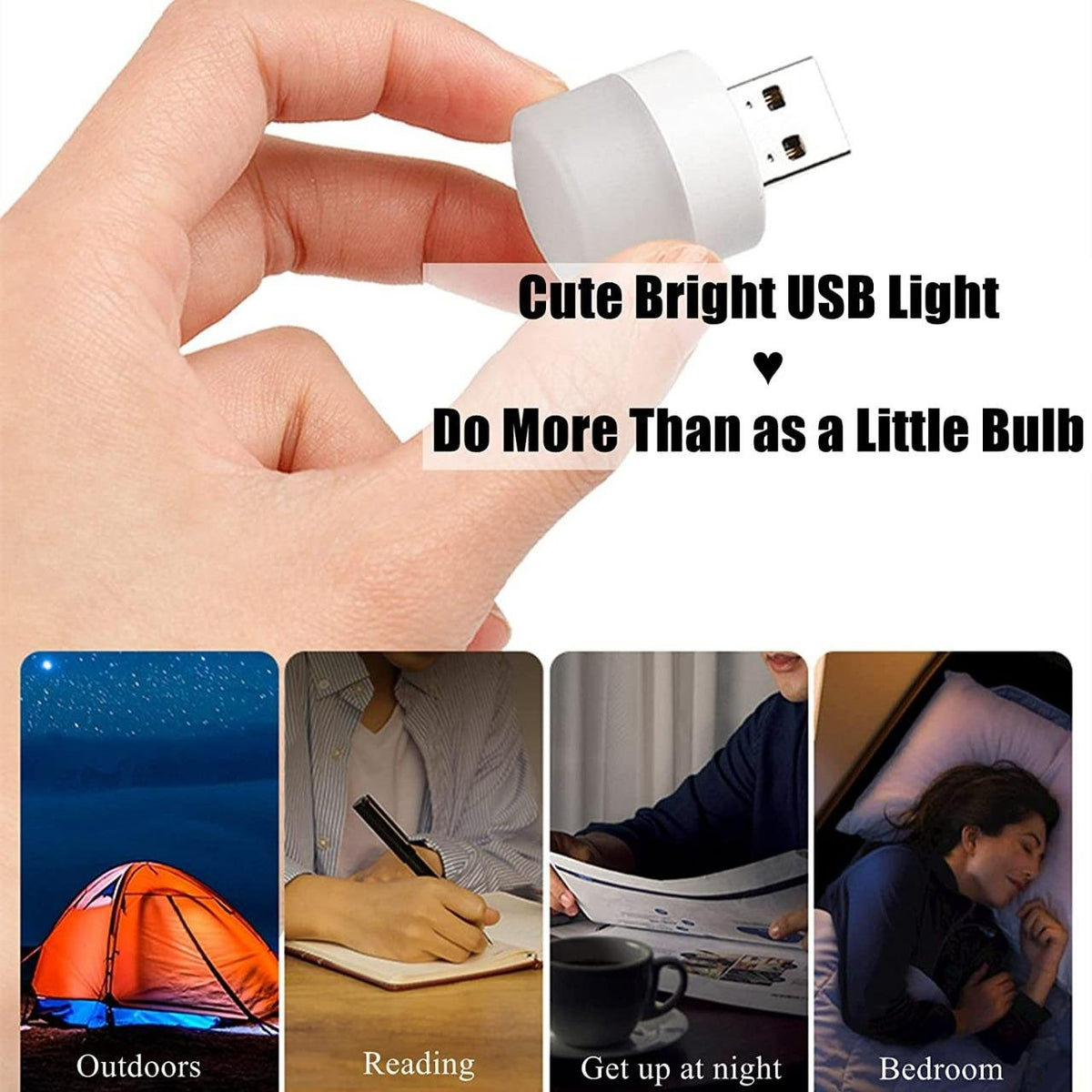 USB Plug and Play Light USB LED Light for Car Bulb, Indoor, Outdoor, Reading, Sleep 4pcs Led Light (White) ( Pack of 10 )