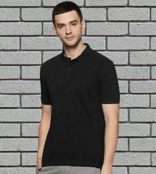 Men’s Polycotton Solid Half Sleeves Polo Neck T-Shirt