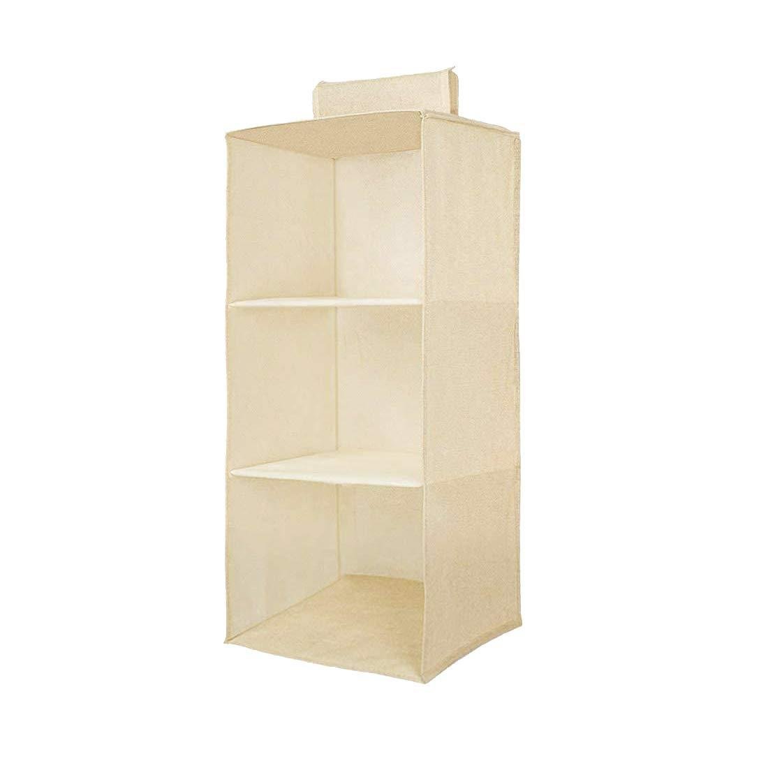 Hanging Wardrobe Organizer- 3 Shelves Non-Woven Fabric Hanging Storage Wardrobe Organizer