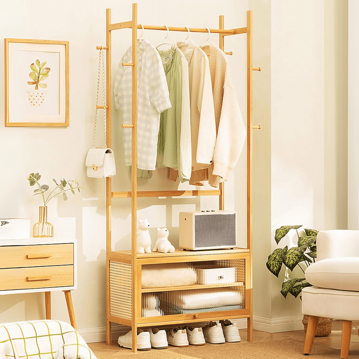 Multi-Functional Bamboo Wood Storage Organizer Rack (70cm)