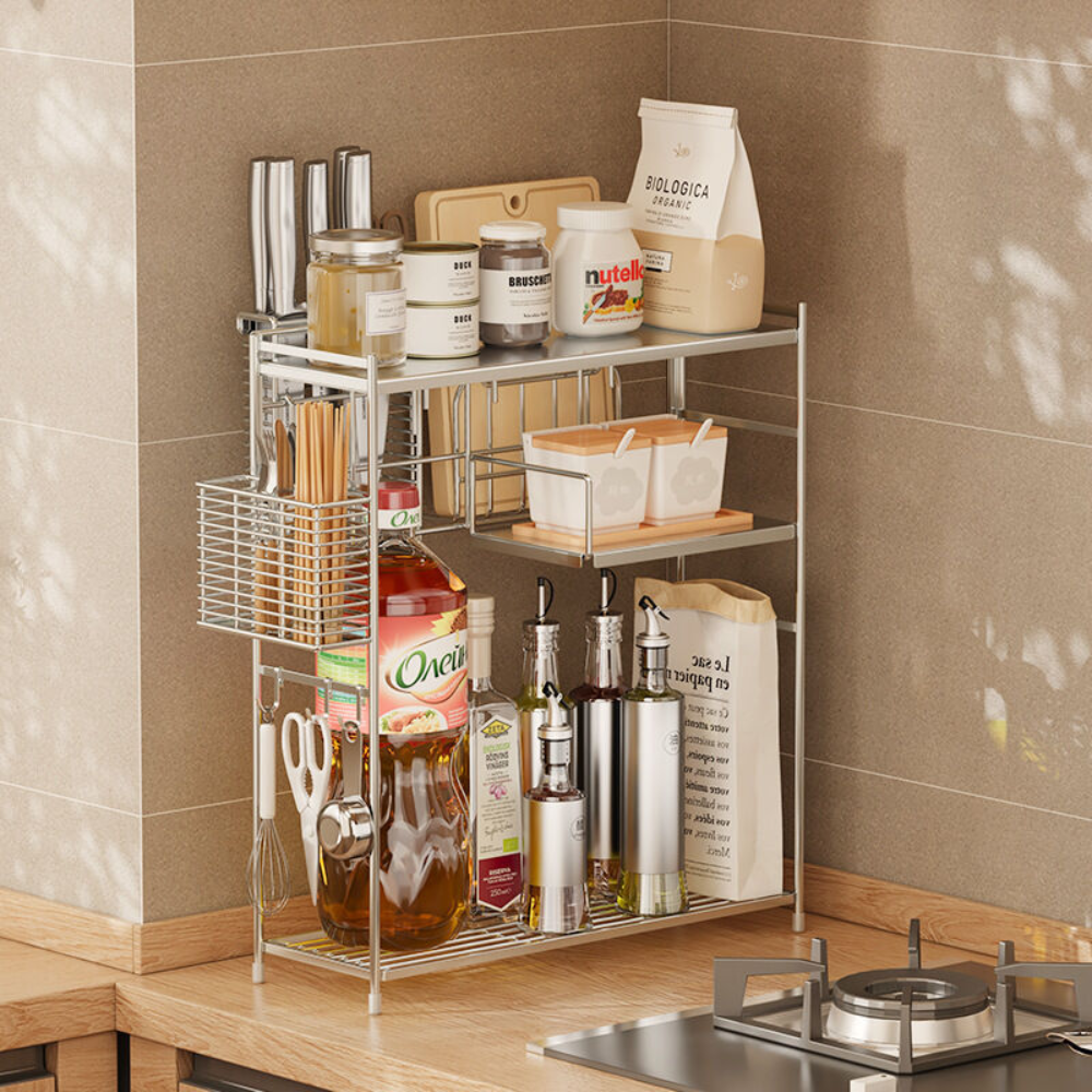 Space-Saving Stainless Steel Seasoning Storage Stand