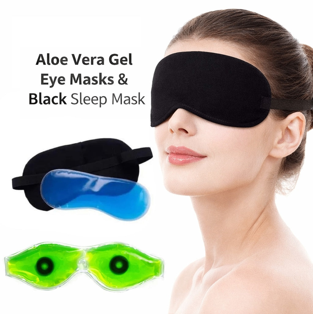 Aloe Vera Gel Eye Mask + Cooling Gel Eye Mask Combo for Dark Circles, Puffy Eyes & Stress Relief