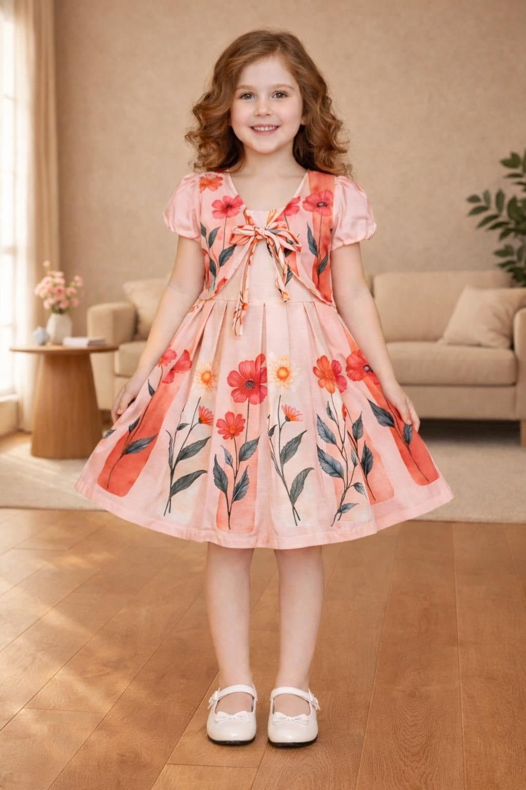 Sunshine Daisy Printed Girls Dress