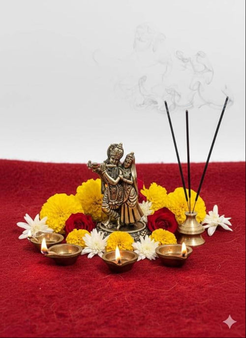 Brass Radha Krishna Idol