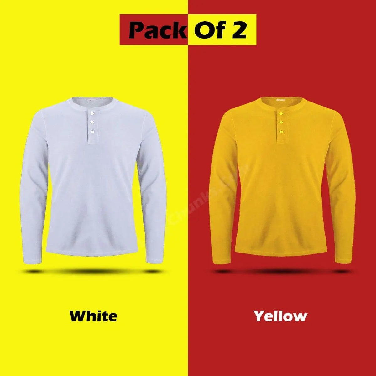 Men’s Cotton Solid Styled Neck Neck Full Sleeves T-Shirt (Pack of 2)