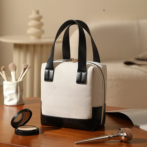 Multi-Partition PU Leather Travel Cosmetic Organizer Bag