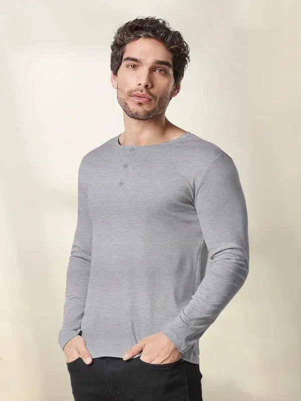Men’s Full Sleeve Cotton Henley T-shirt