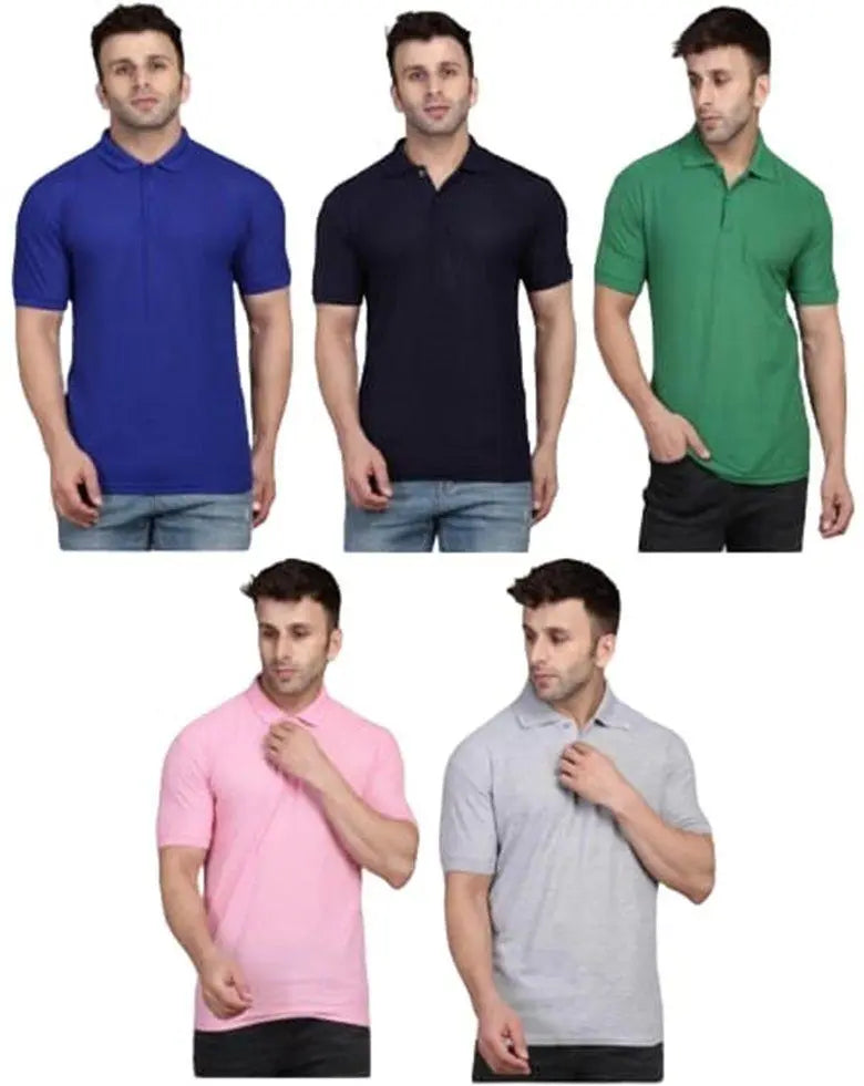 Men’s Pack Of 5 Half Sleeves Polo Neck T-shirt