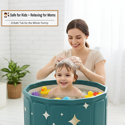 Large Foldable Bathtub for Adults | 45 Inch Portable Soaking Tub for Shower Stall | Japanese Style SPA Bucket | Collapsible Hot & Ice Bath Tub for Home Relaxation