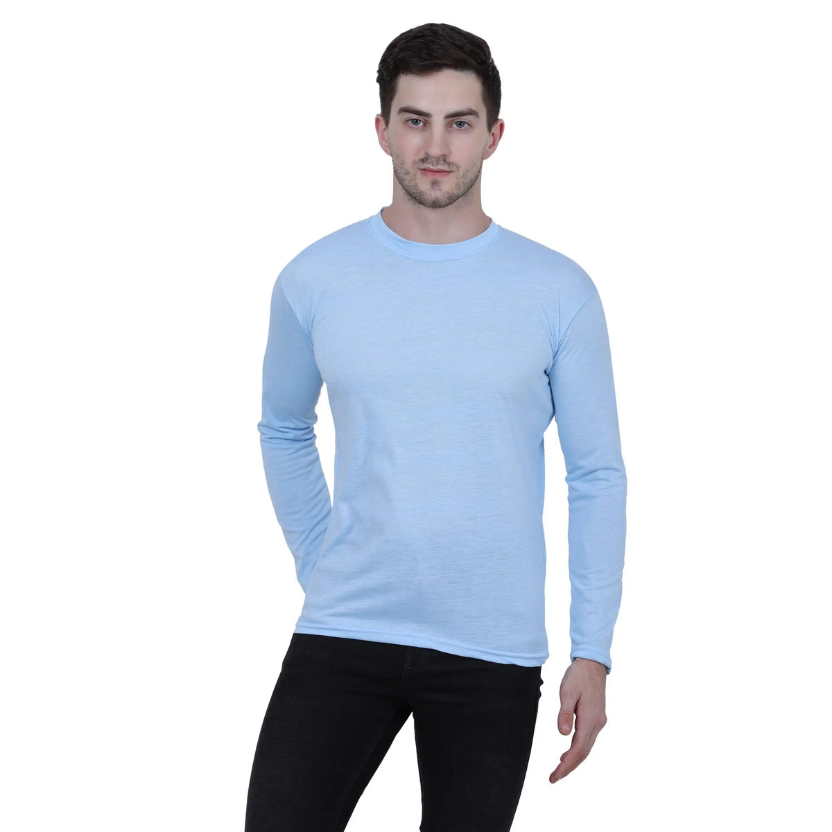 Men’s Cotton Blend Solid Full Sleeves T-Shirt