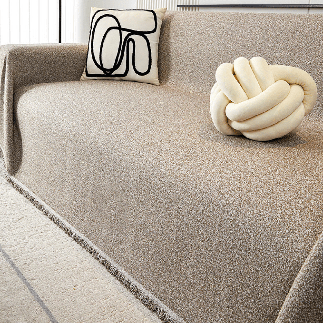 Elegance Chenille Sofa Cover : [EM-SC-04] (Coffee)