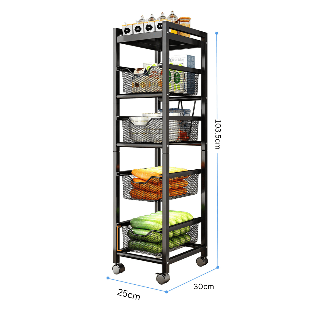 Multi-Layer Narrow Gap Floor Storage Cart